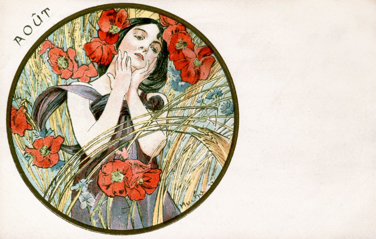 "Elokuu", 1900 tekijältä Alphonse Mucha
