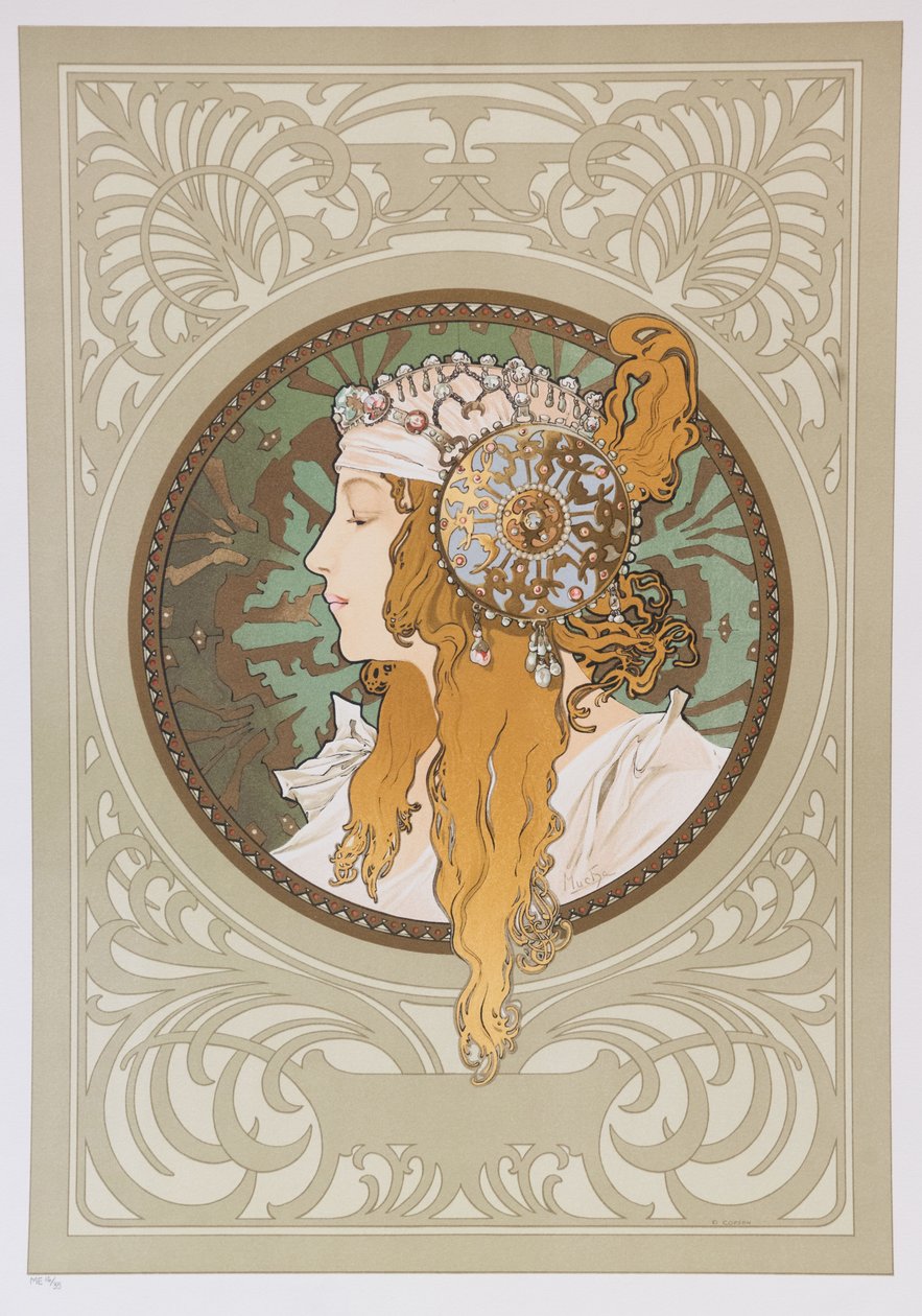 Bysantin päät: Blondi, 1897. tekijältä Alphonse Mucha