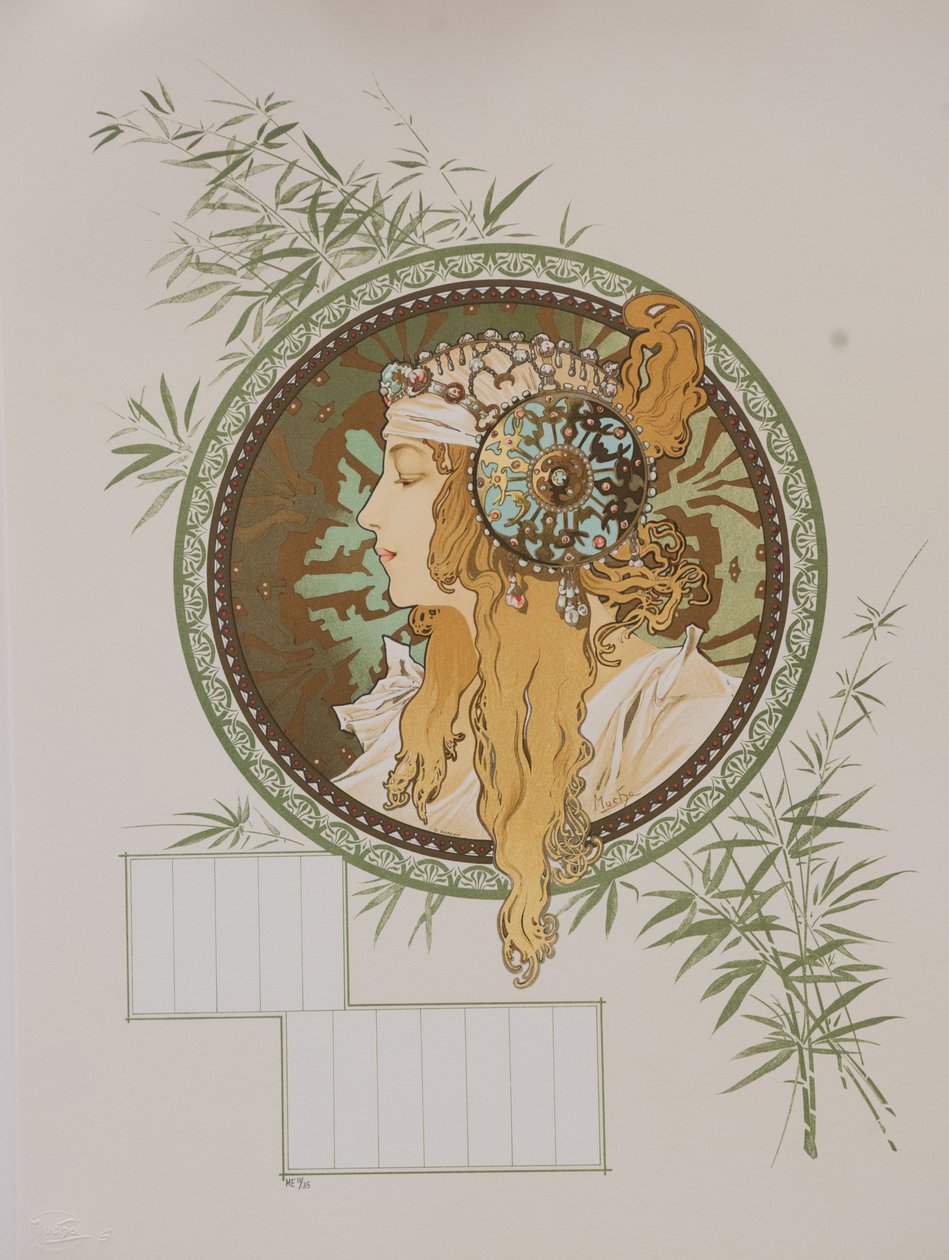 Bysantin päät: Blondikalenteri, 1897. tekijältä Alphonse Mucha