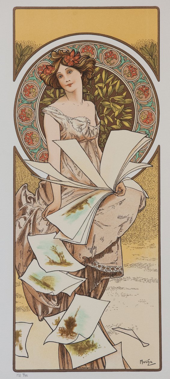 Samppanjakalenteri, noin 1897. tekijältä Alphonse Mucha