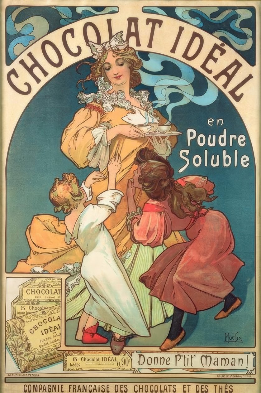 Chocolat Idéal en Poudre Liukoinen tekijältä Alphonse Mucha