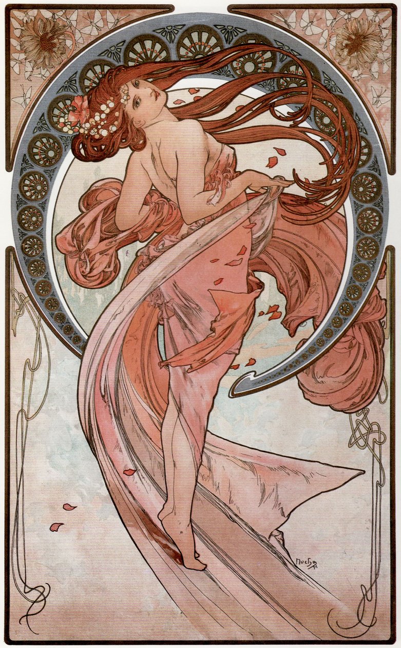 Tanssi sarjasta The Arts, 1898 tekijältä Alphonse Mucha