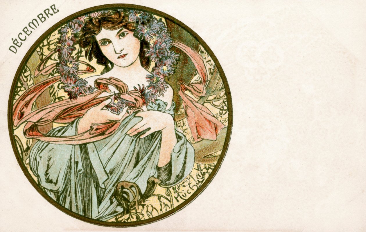 "Joulukuu", 1900 tekijältä Alphonse Mucha