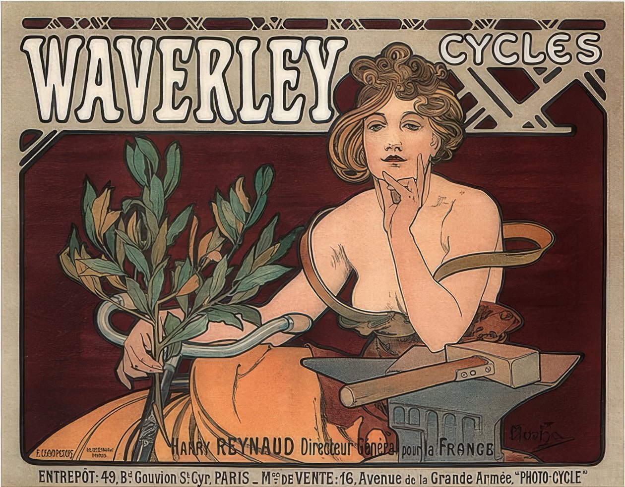 Waverley pyörät. 1896 tekijältä Alphonse Mucha