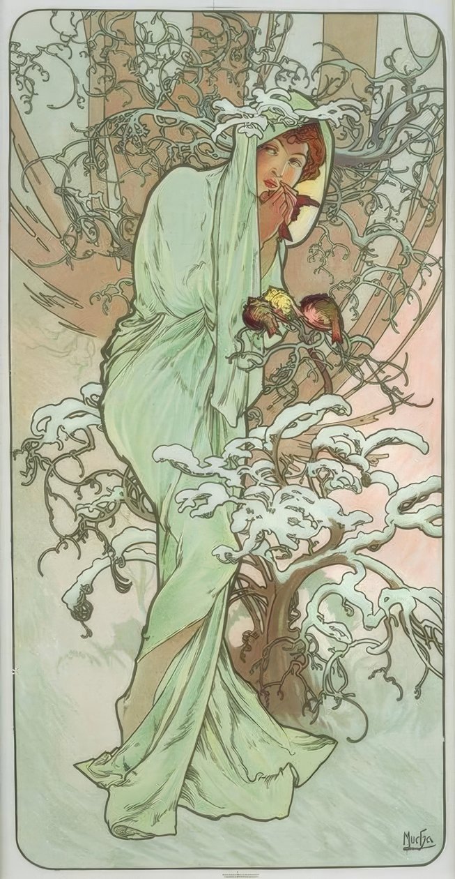 Hiver tekijältä Alphonse Mucha