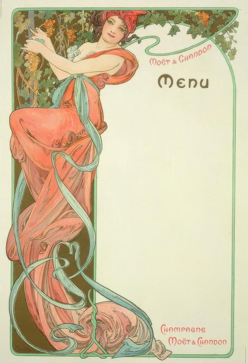 Moët & Chandon / Menu tekijältä Alphonse Mucha