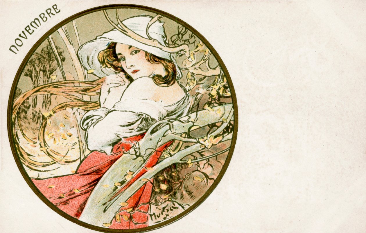 "marraskuu", 1900 tekijältä Alphonse Mucha