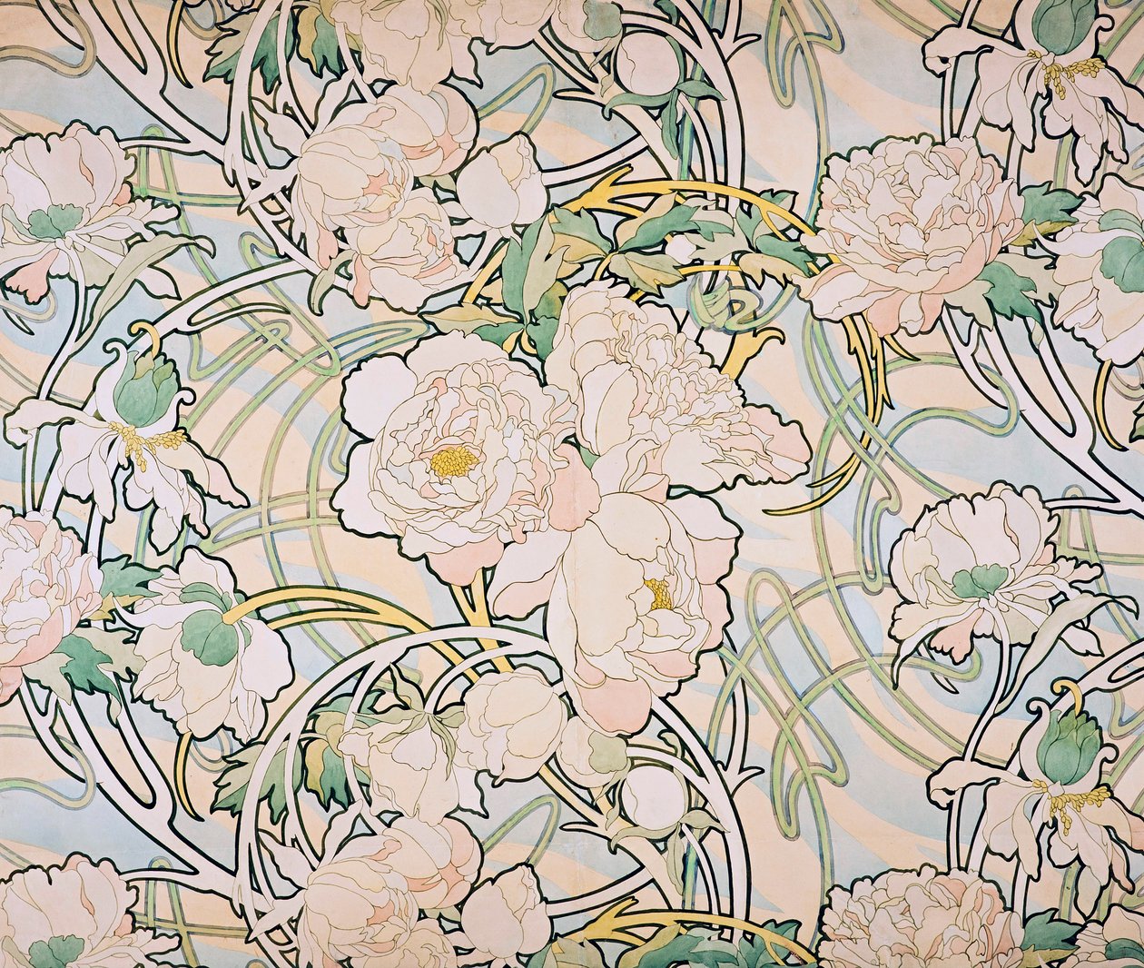 Pionit, 1897 tekijältä Alphonse Mucha