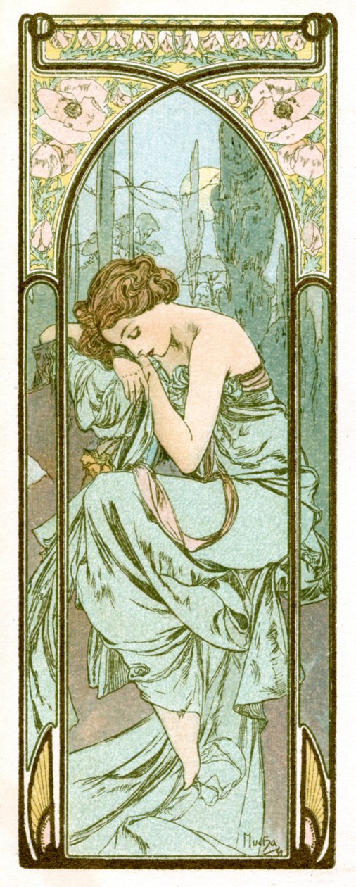 "Repose of Night", 1899 tekijältä Alphonse Mucha