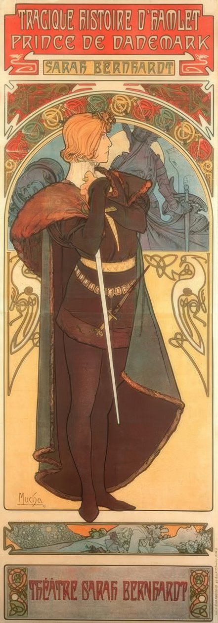 Sarah Bernhardt ja Hamlet tekijältä Alphonse Mucha
