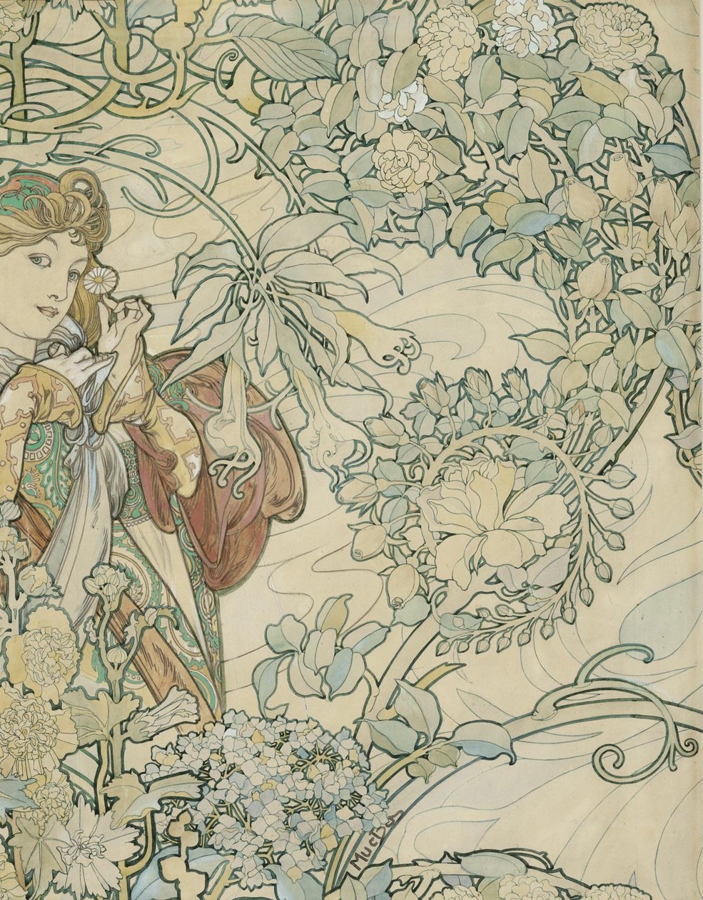 Tekstiilisuunnittelu tekijältä Alphonse Mucha