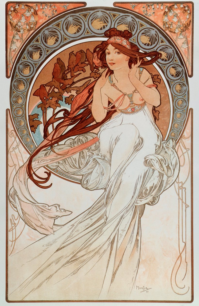Musiikki. Litografioiden sarjasta tekijältä Alphonse Mucha