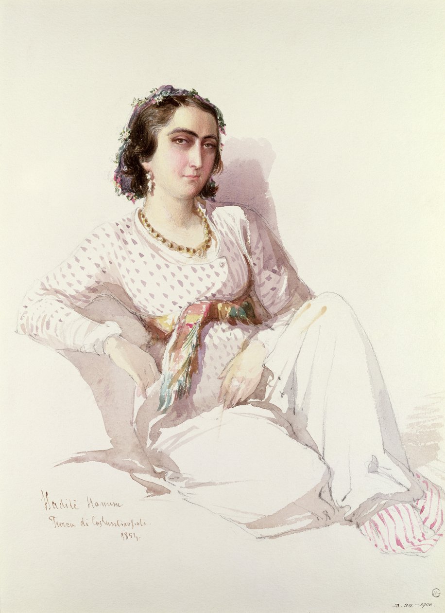 Hadice Hanim - nainen Istanbulista, 1852 tekijältä Amadeo Preziosi