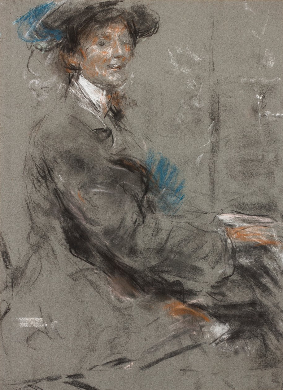 Dame Ethel Smyth (pastelli harmaalla paperilla) tekijältä Ambrose McEvoy