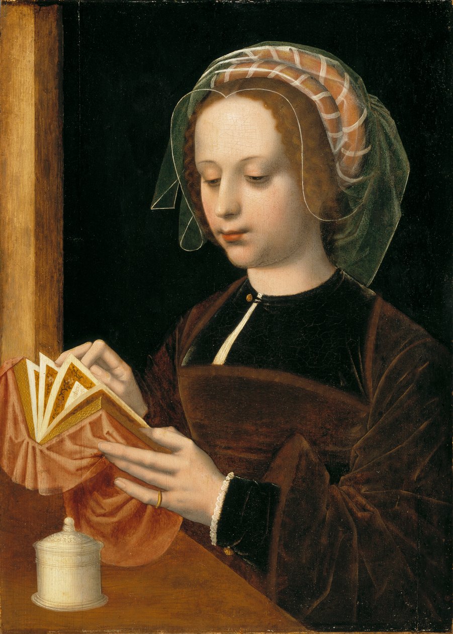 Magdalenan lukeminen, noin 1530-50. tekijältä Ambrosius Benson