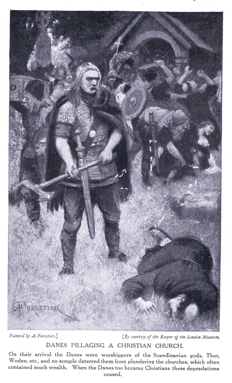 Tanskalaiset ryöstävät kristillistä kirkkoa, 1920-luku tekijältä Amedee Forestier