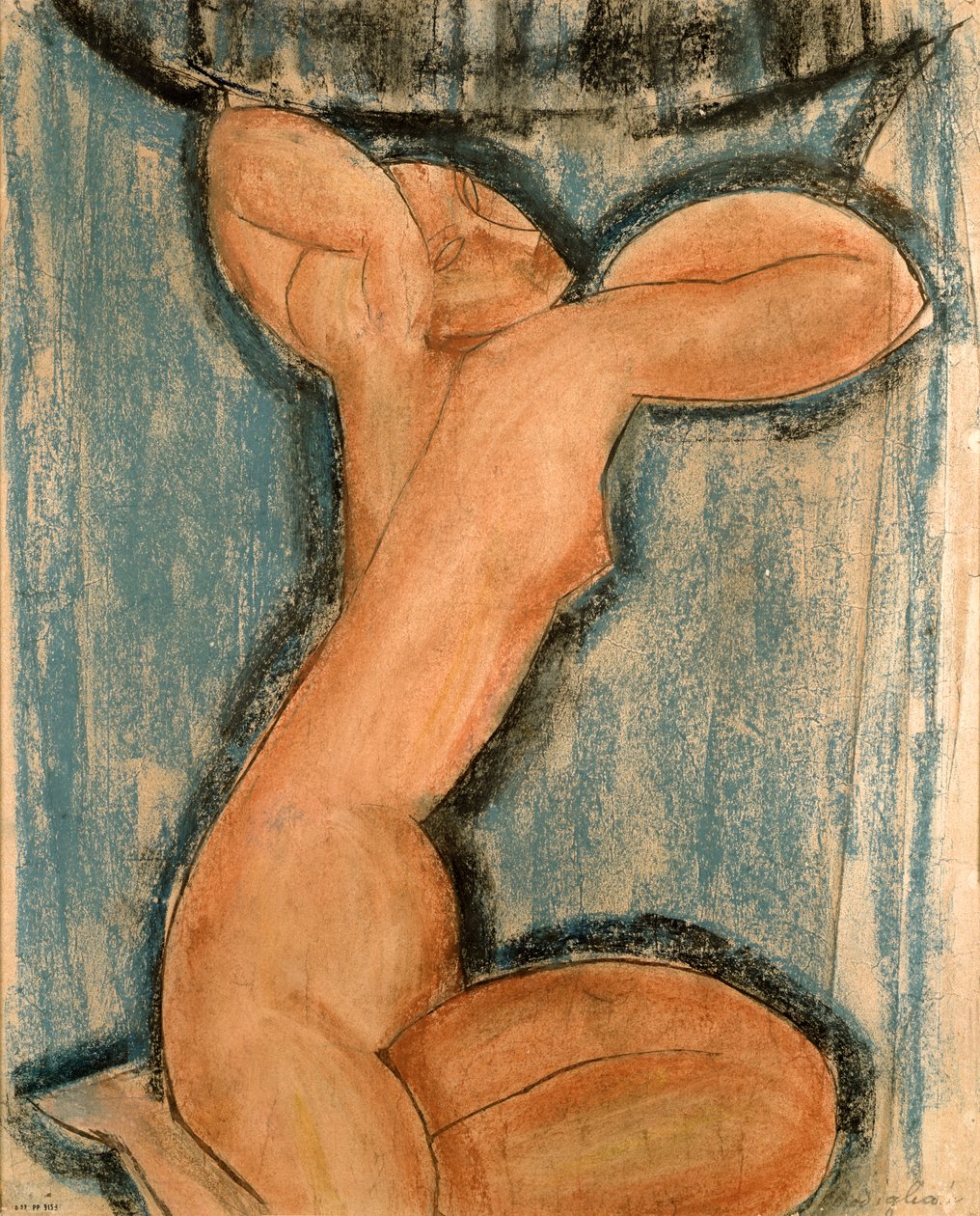 Karyatidi, 1911 (pastelli paperille) tekijältä Amedeo Modigliani