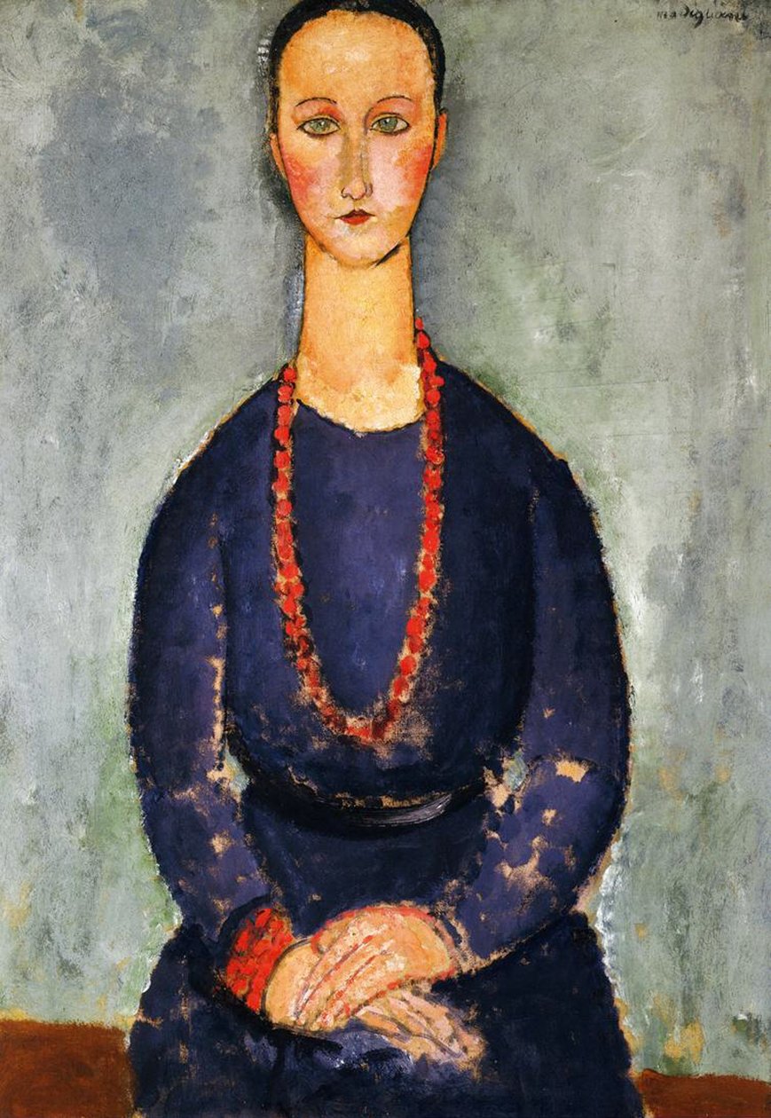 Punainen kaulakoru, 1918 tekijältä Amedeo Modigliani