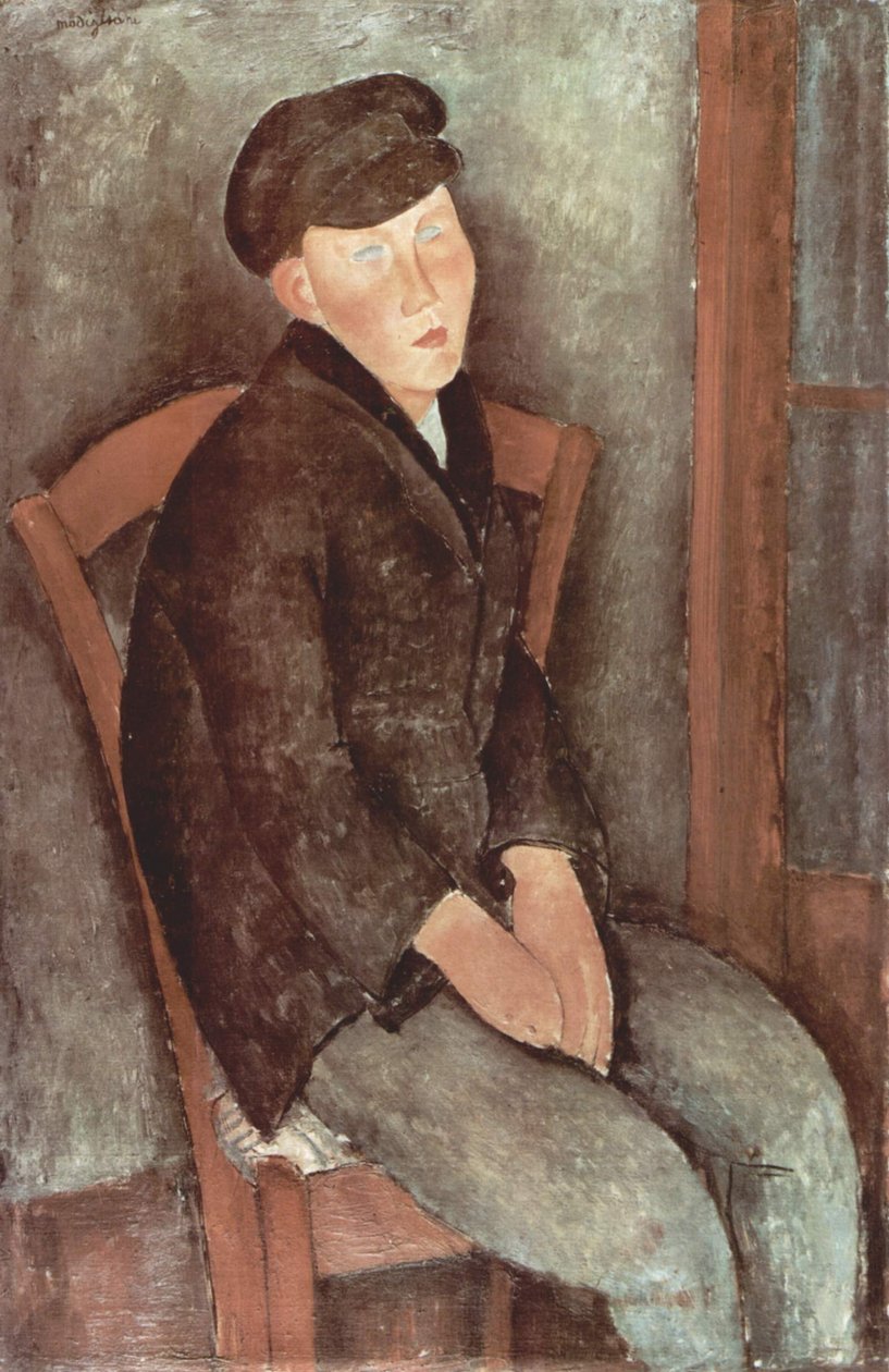Saksa: Istuva poika hattu päässä tekijältä Amedeo Modigliani