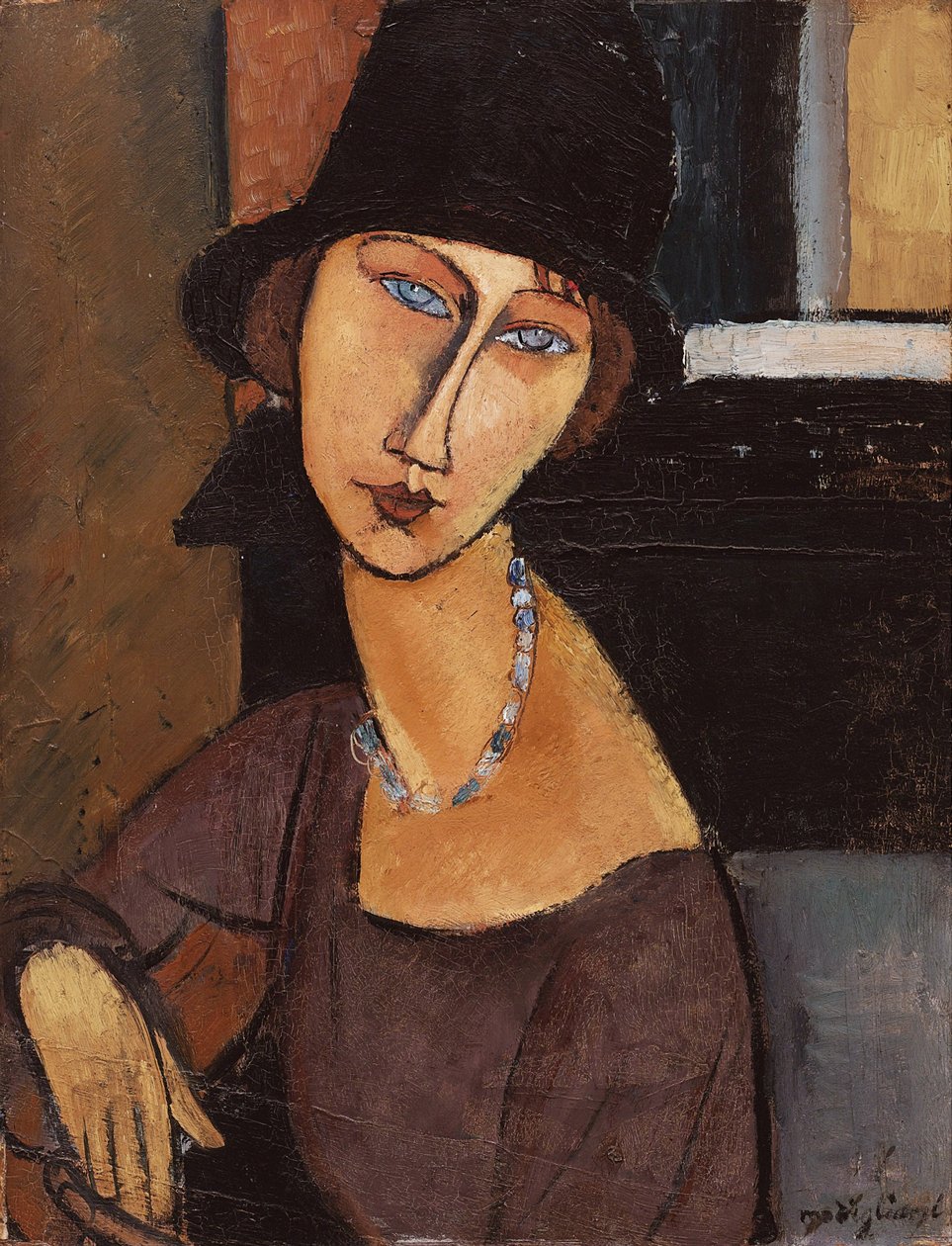 Jeanne Hebuterne hattu päässään, 1917 tekijältä Amedeo Modigliani