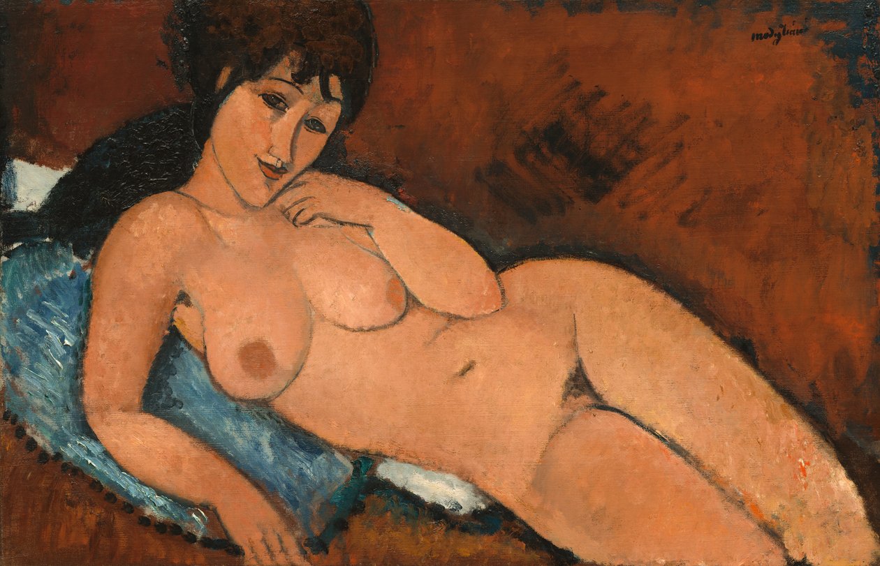 Alaston sinisellä tyynyllä tekijältä Amedeo Modigliani