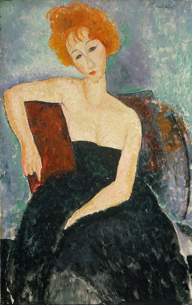 Punatukkainen tyttö iltapuvussa, 1918 tekijältä Amedeo Modigliani