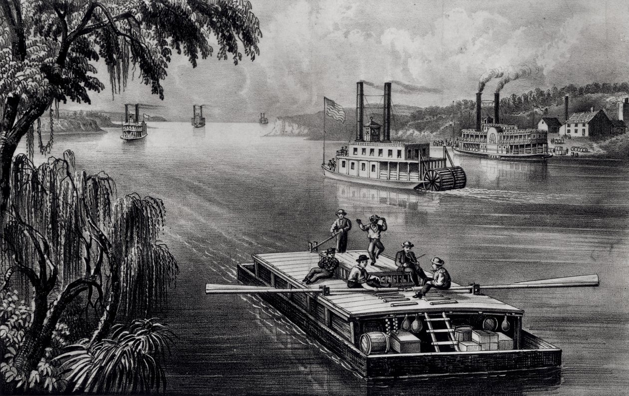 Bound Down the River, pubi. Currier ja Ives, 1870 tekijältä American School
