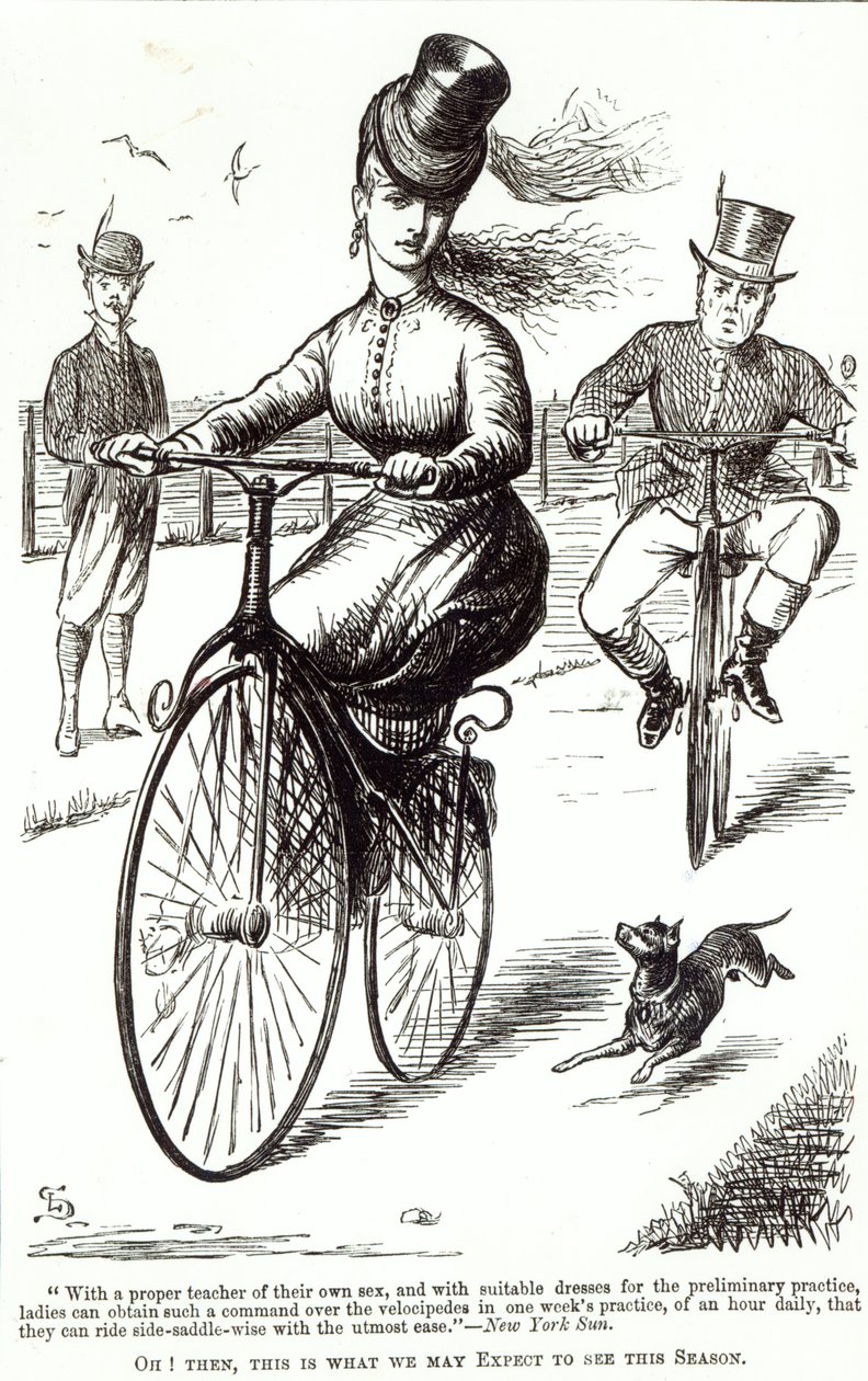 Sarjakuva Lady on a Velocipede, 1869 tekijältä American School
