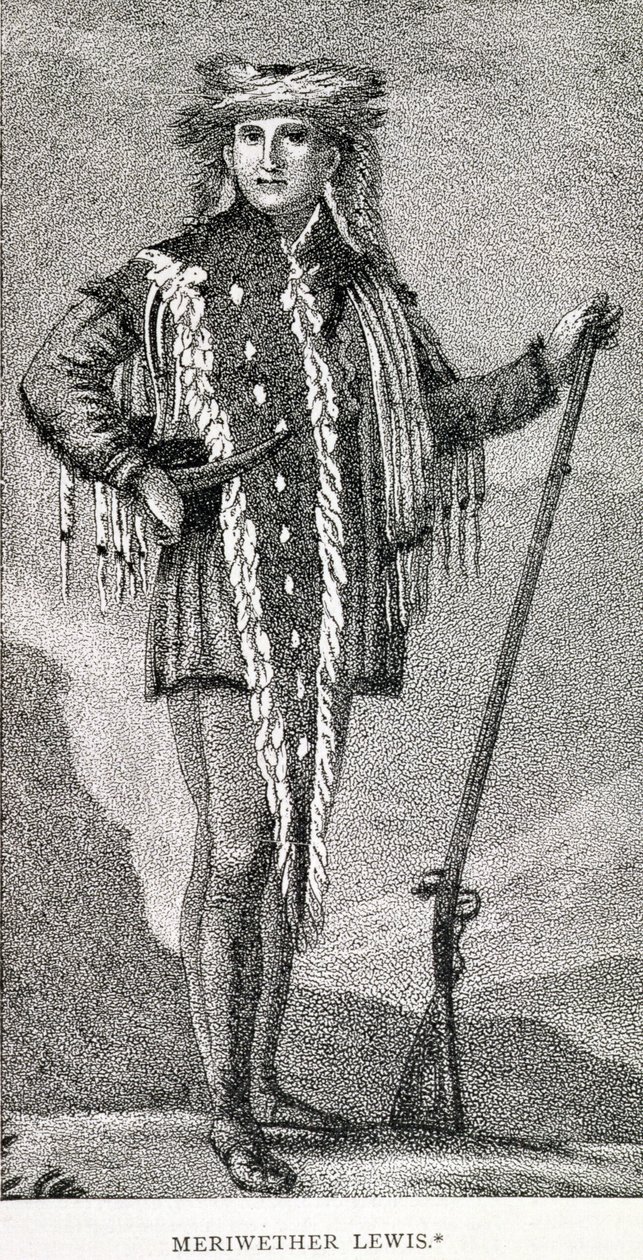 Stucklandin kaivertama Meriwether Lewisin (1774-1809) muotokuva, julkaistu Analectic Magazinessa, 1815 tekijältä American School