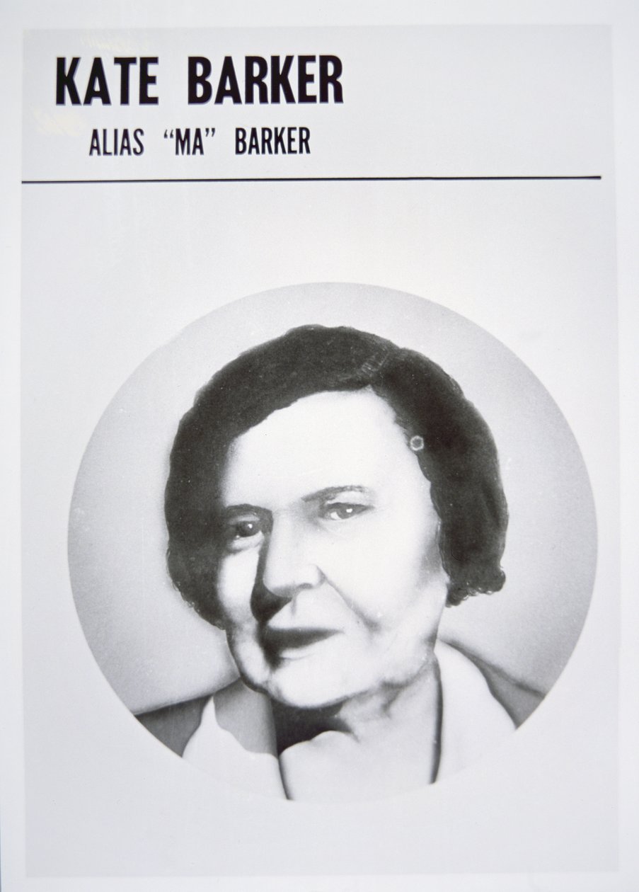 Kate Barker (n.1871-1935) eli "Ma" Barker (litografia). tekijältä American School