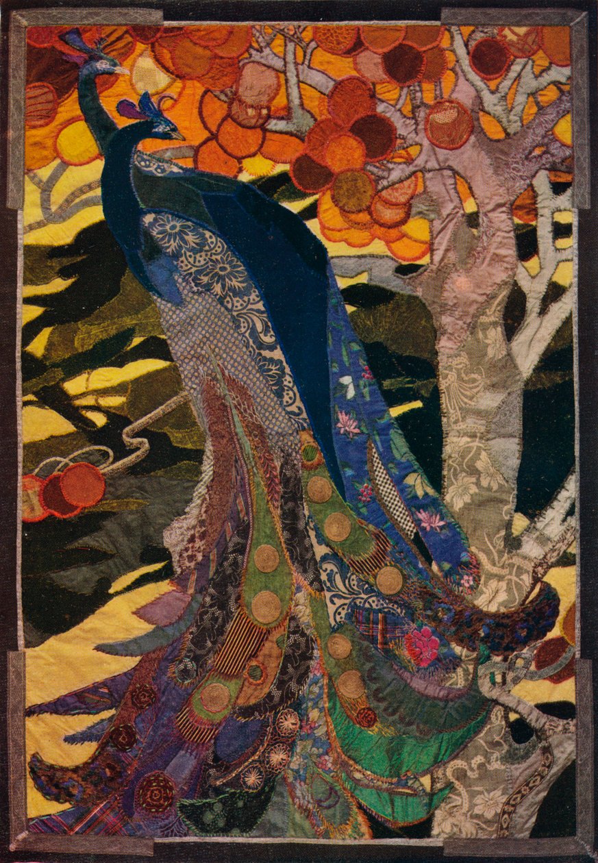 Peacock-paneeli Patchworkissa, c1920 tekijältä Amy Sawyer