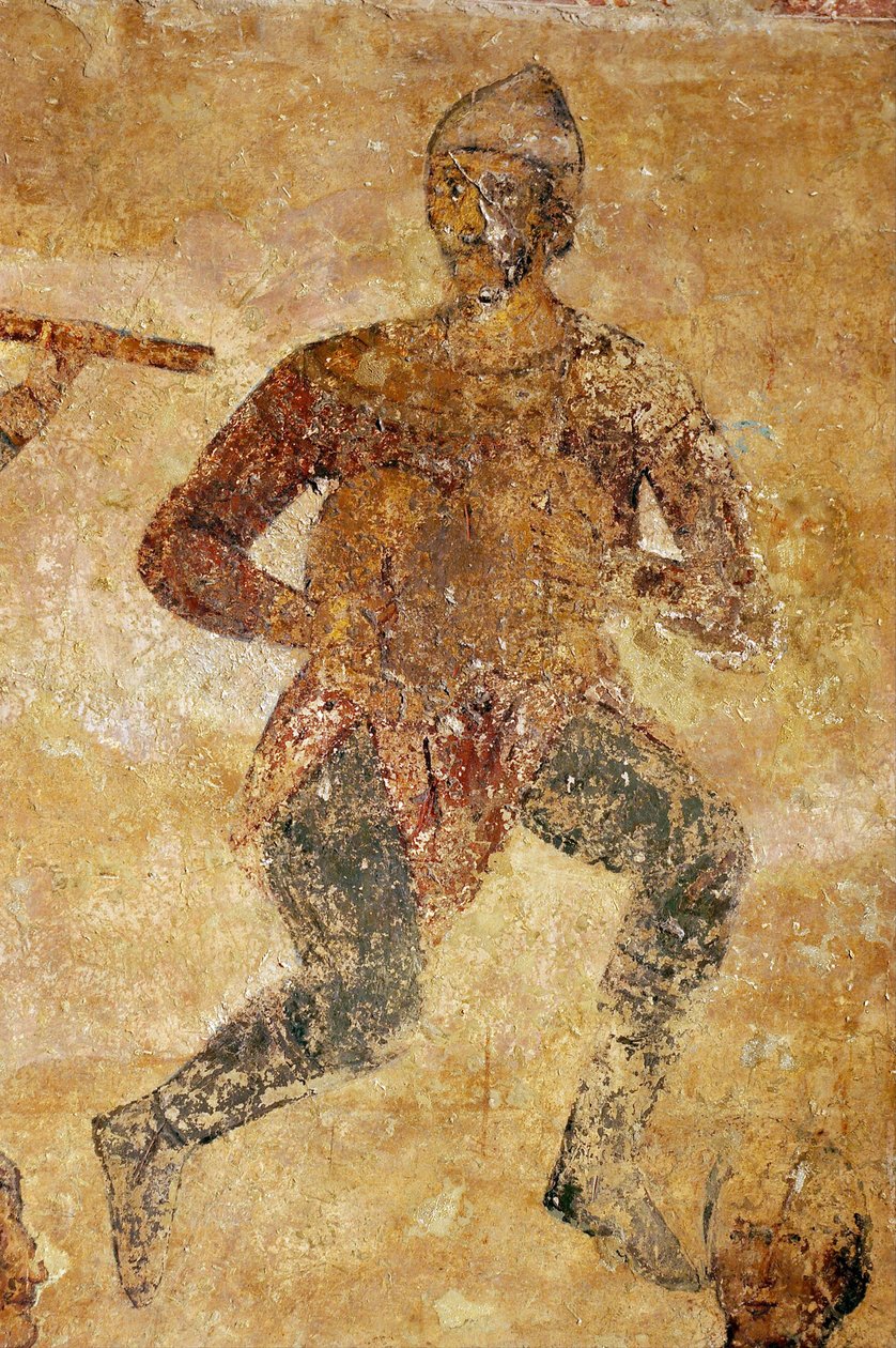 Muusikot ja akrobaatit yksityiskohtia tekijältä Ancient Russian frescos