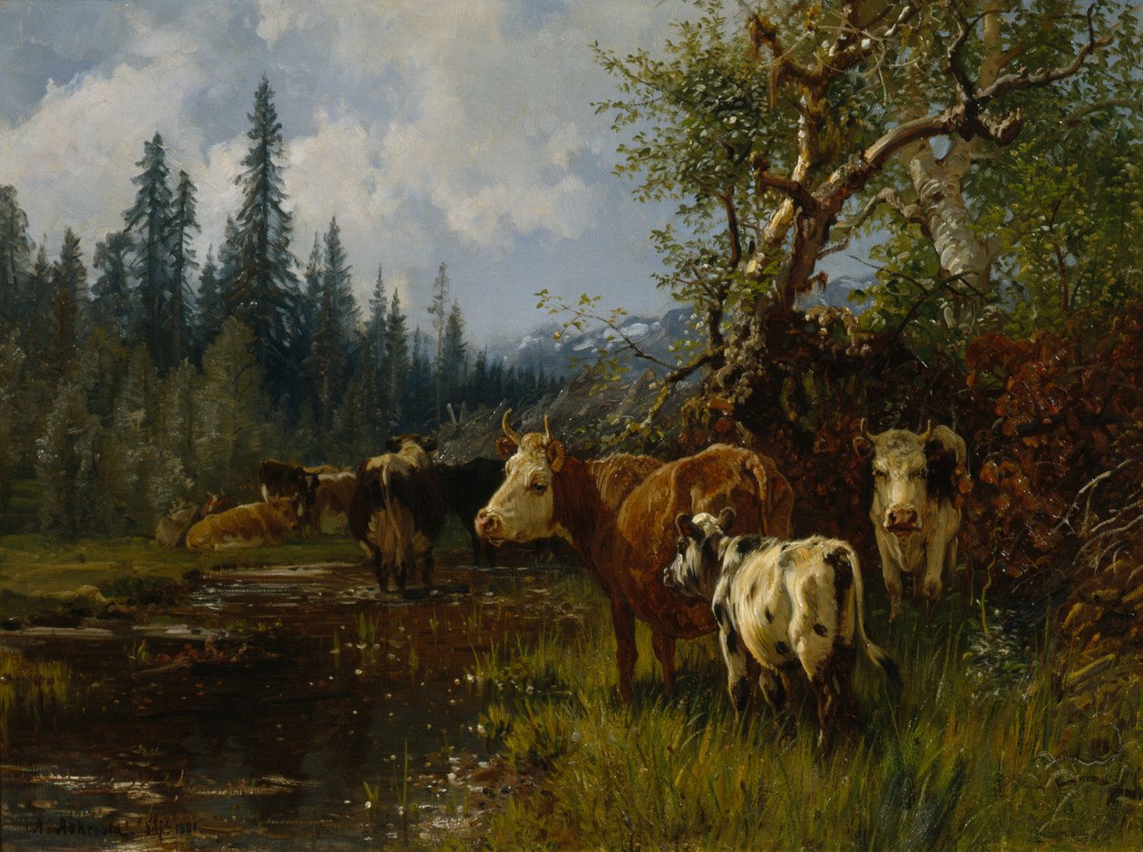 Lehmiä järven rannalla tekijältä Anders Askevold