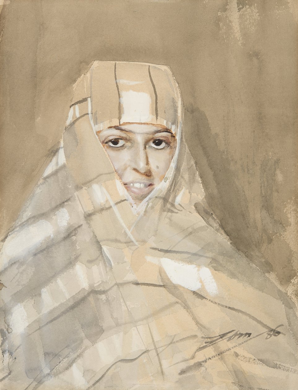 Beduiinityttö, 1886 tekijältä Anders Leonard Zorn