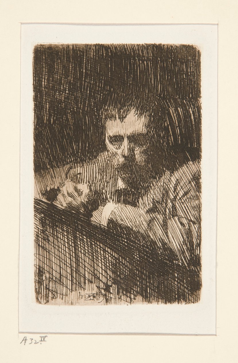 Taidemaalari-etcher (omakuva) tekijältä Anders Leonard Zorn