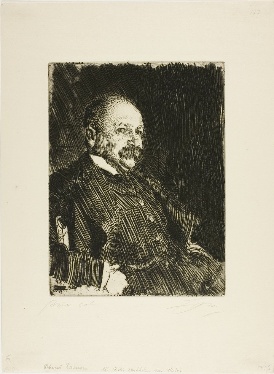 Eversti Lamont III (rintakuva) tekijältä Anders Leonard Zorn
