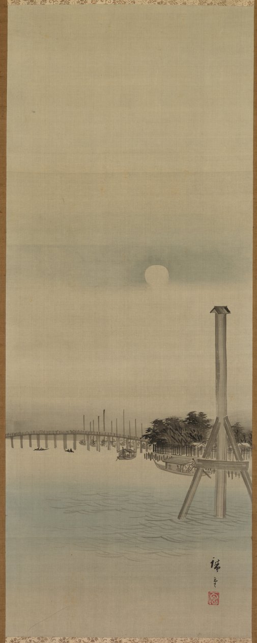 Yökohtaus Sumida-joella, 1800-luku. tekijältä Ando Hiroshige