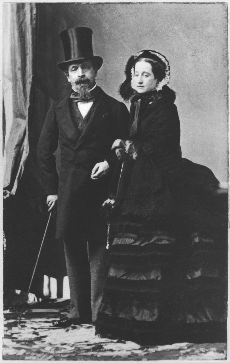 Keisari Napoleon III ja keisarinna Eugenie, n. 1865 (seepiavalokuva) tekijältä Andre Adolphe Eugene Disderi