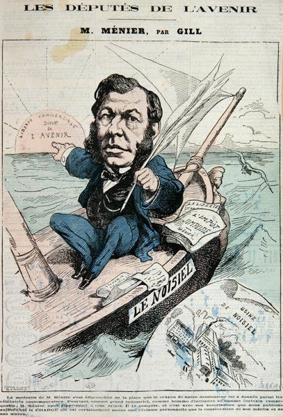 Emile-Justin Menier (1826-81) (värinen lito) tekijältä Andre Gill