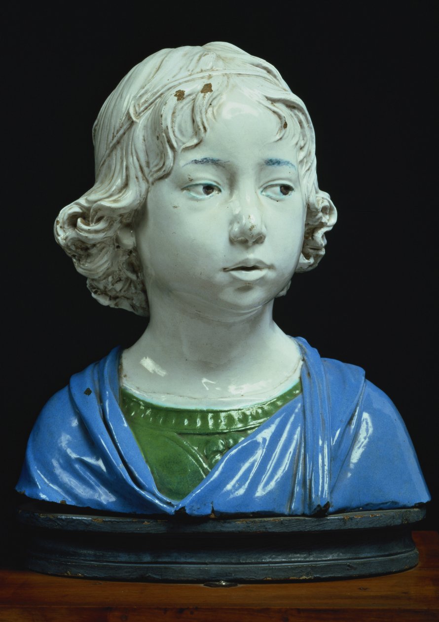 Nuoren pojan rintakuva (lasitettu terrakotta) tekijältä Andrea Della Robbia
