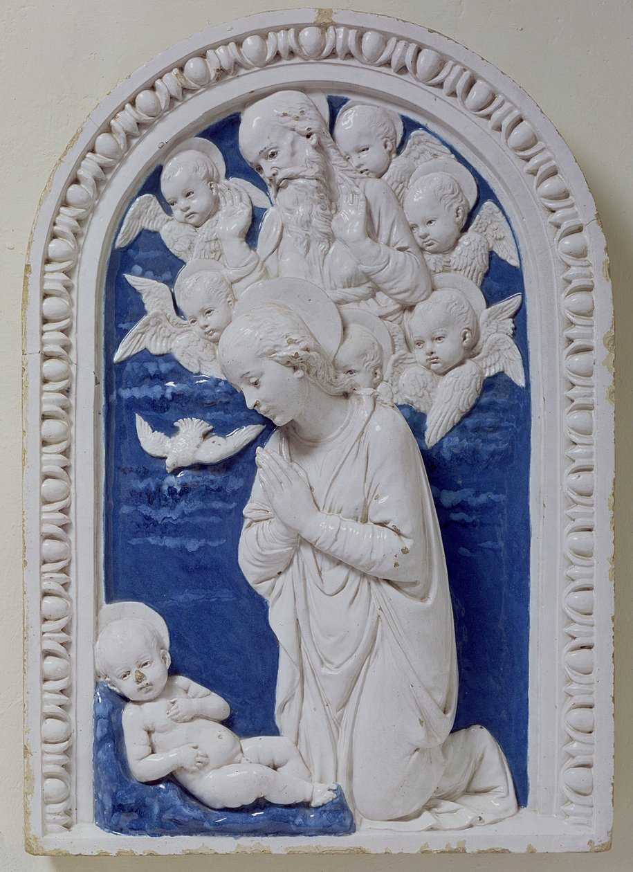 Madonna ja lapsi (lasitettu terrakotta) tekijältä Andrea Della Robbia