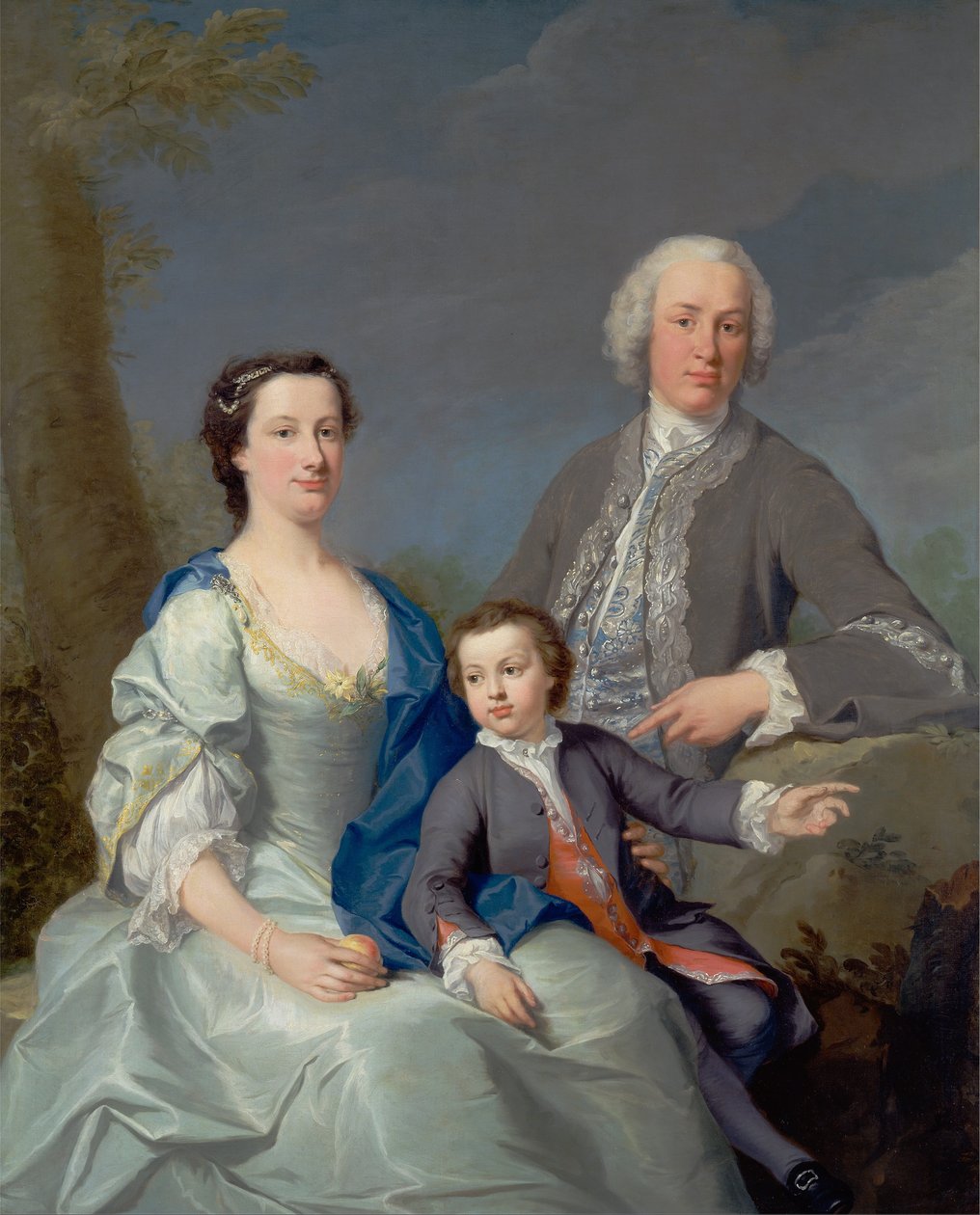 Sir Robert ja Lady Smyth sekä heidän poikansa Hervey tekijältä Andrea Soldi