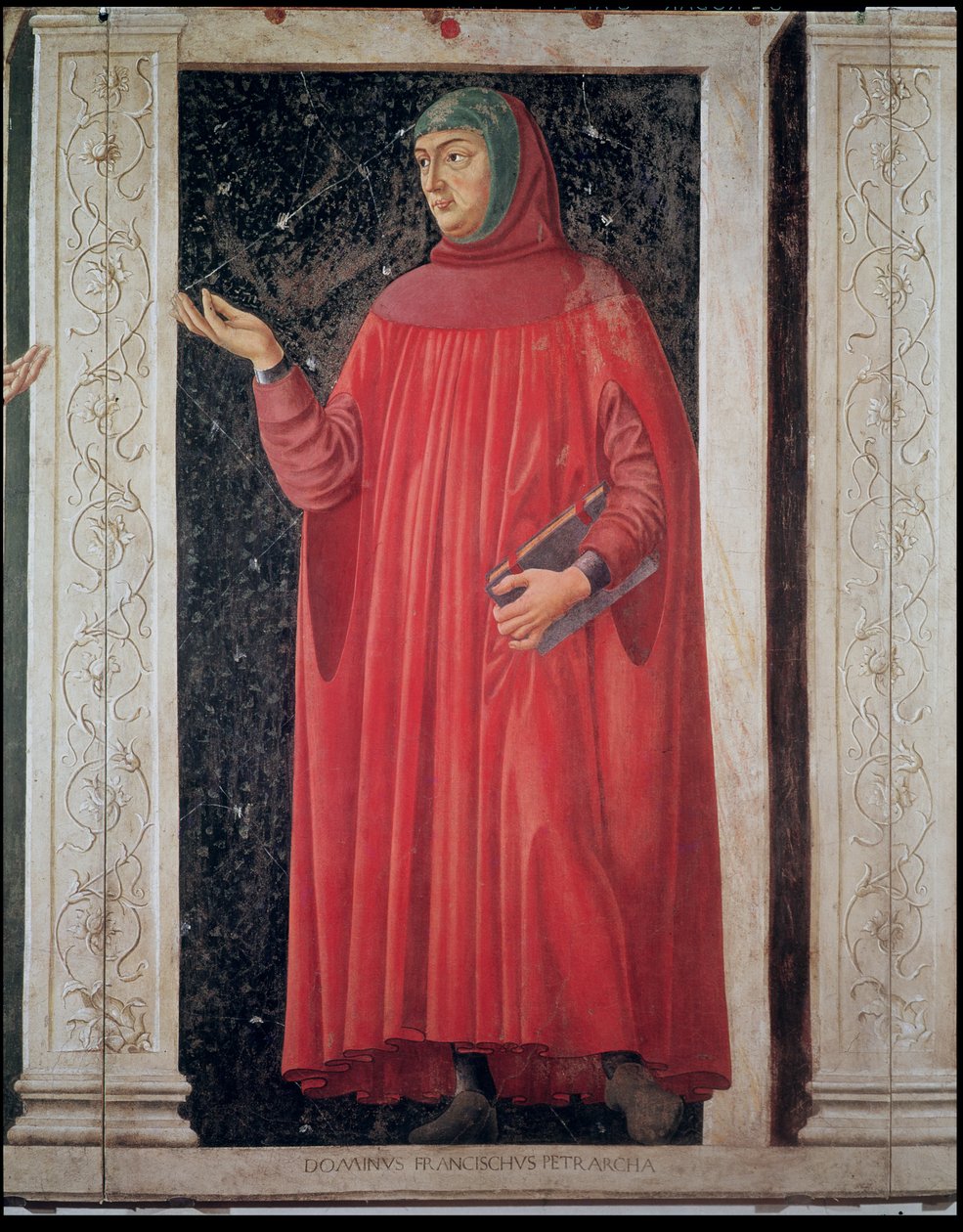Petrarka (Francesco Petrarca) (1304-74) kuuluisien miesten ja naisten Villa Carducci -sarjasta, n. 1450 tekijältä Andrea del Castagno