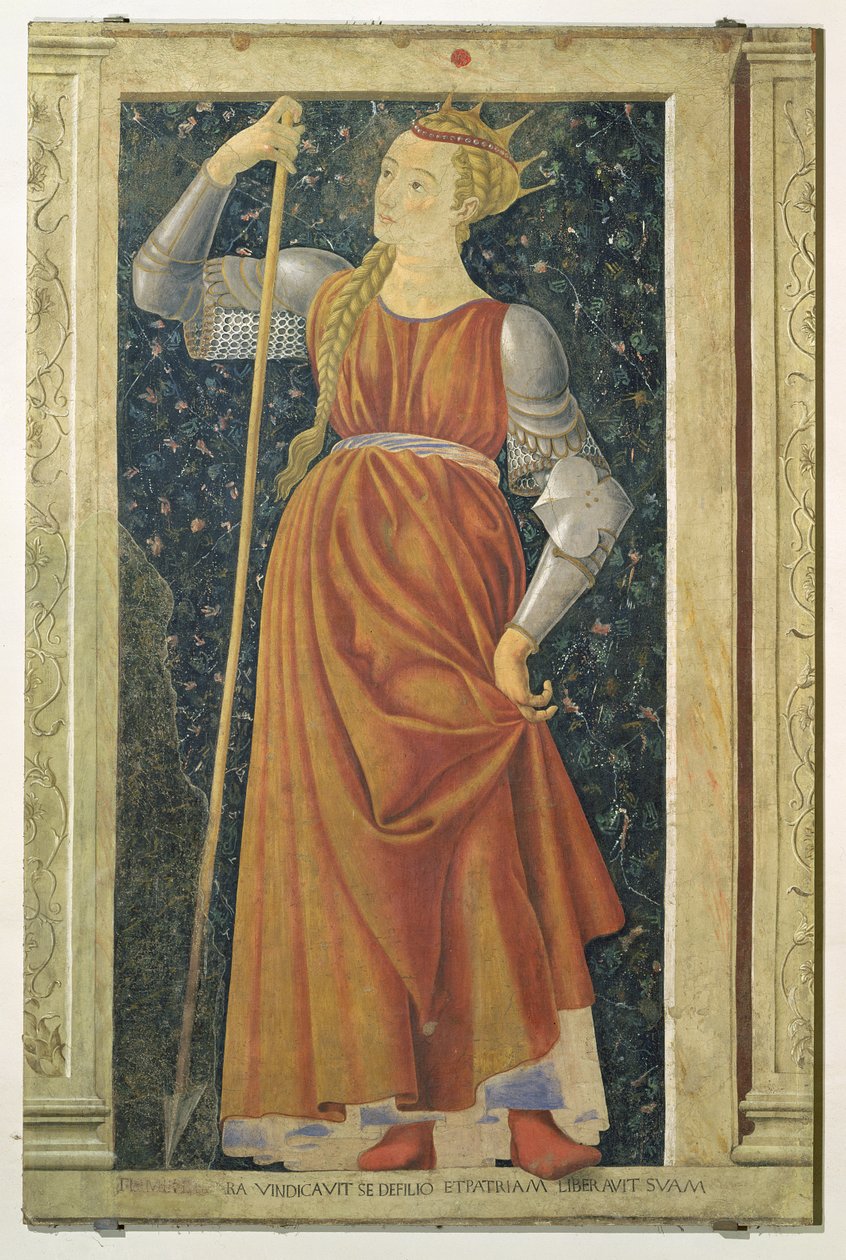 Kuningatar Tomyris, kuuluisien miesten ja naisten Villa Carducci -sarjasta, n. 1450 tekijältä Andrea del Castagno