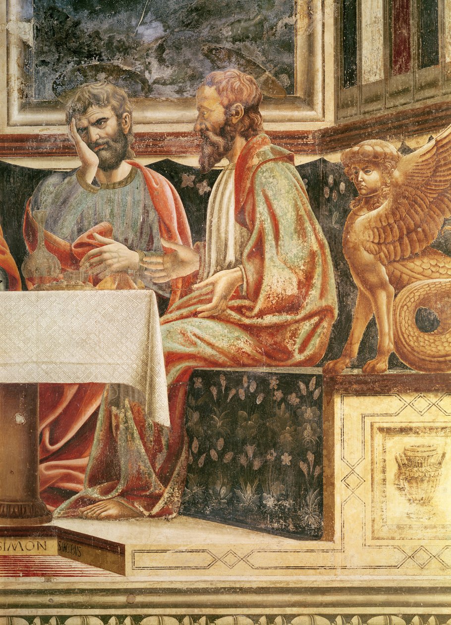Viimeinen ehtoollinen, yksityiskohta Pyhästä Jaakob pienemmästä ja Pyhästä Simonista, n. 1447 (85172:n yksityiskohta) tekijältä Andrea del Castagno