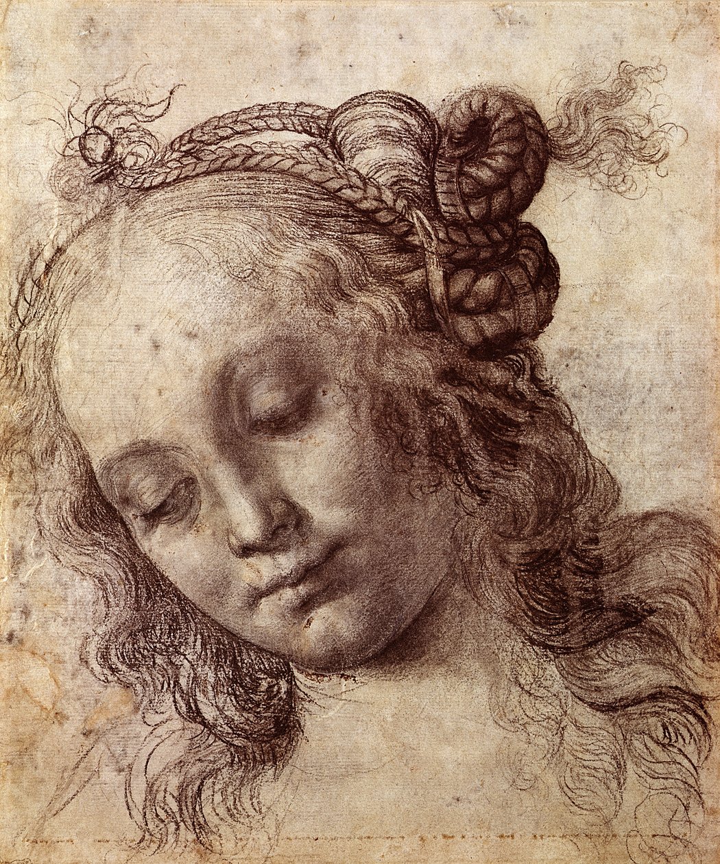 Nainen katselee alas tekijältä Andrea del Verrocchio