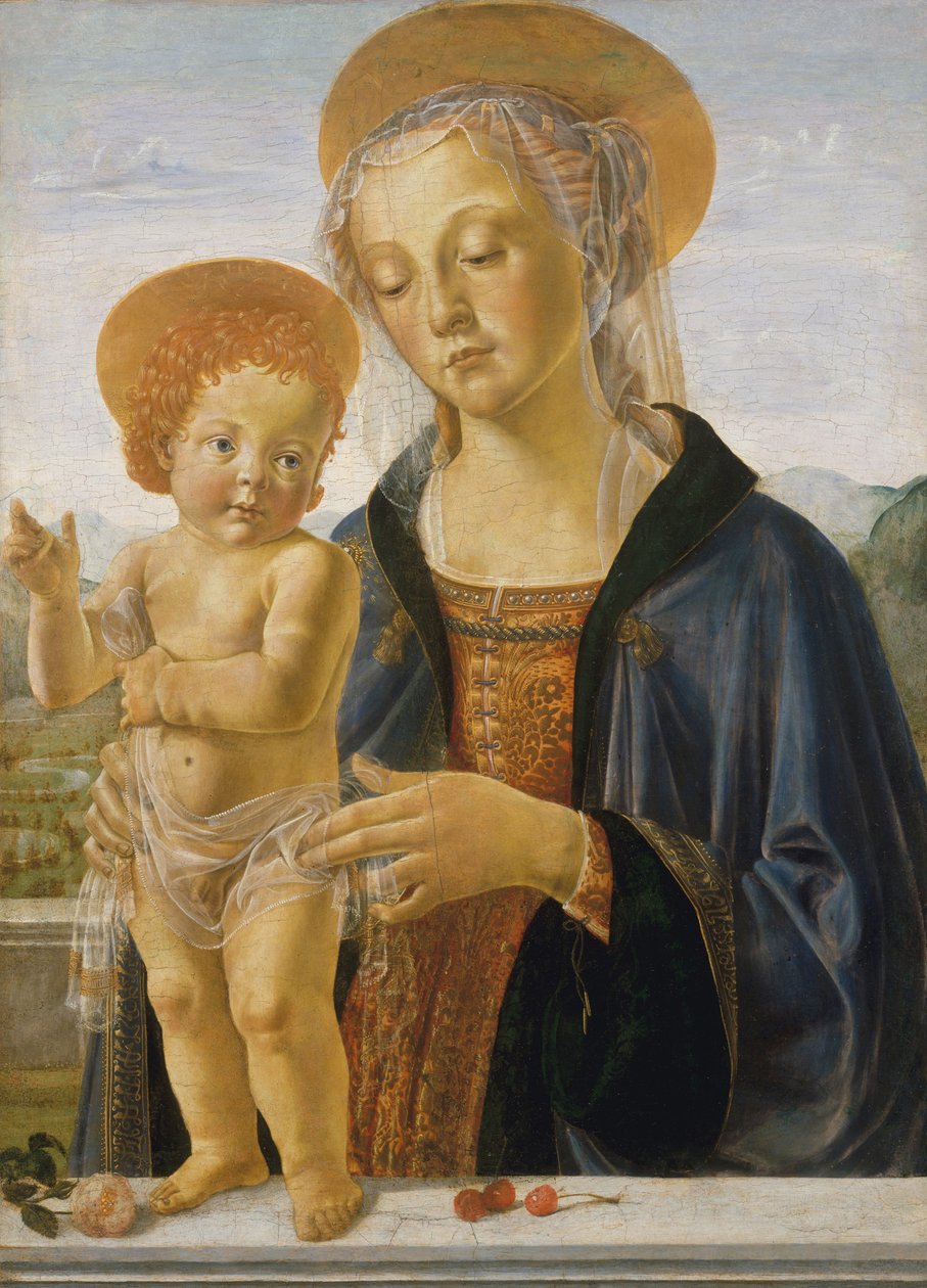 Madonna ja lapsi, n. 1470 (tempera ja kulta puussa) tekijältä Andrea del Verrocchio