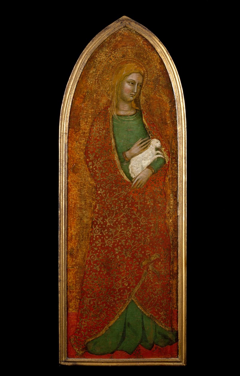 Saint Agnes, n. 1365 (tempera & kultalehti puussa) tekijältä Andrea di Bonaiuto fl.1343 77 Andrea di Bonaiuto fl.1343 77