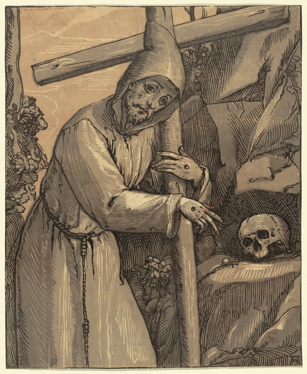 Pyhä Franciscus Assisilainen, 1591. tekijältä Andrea Andreani