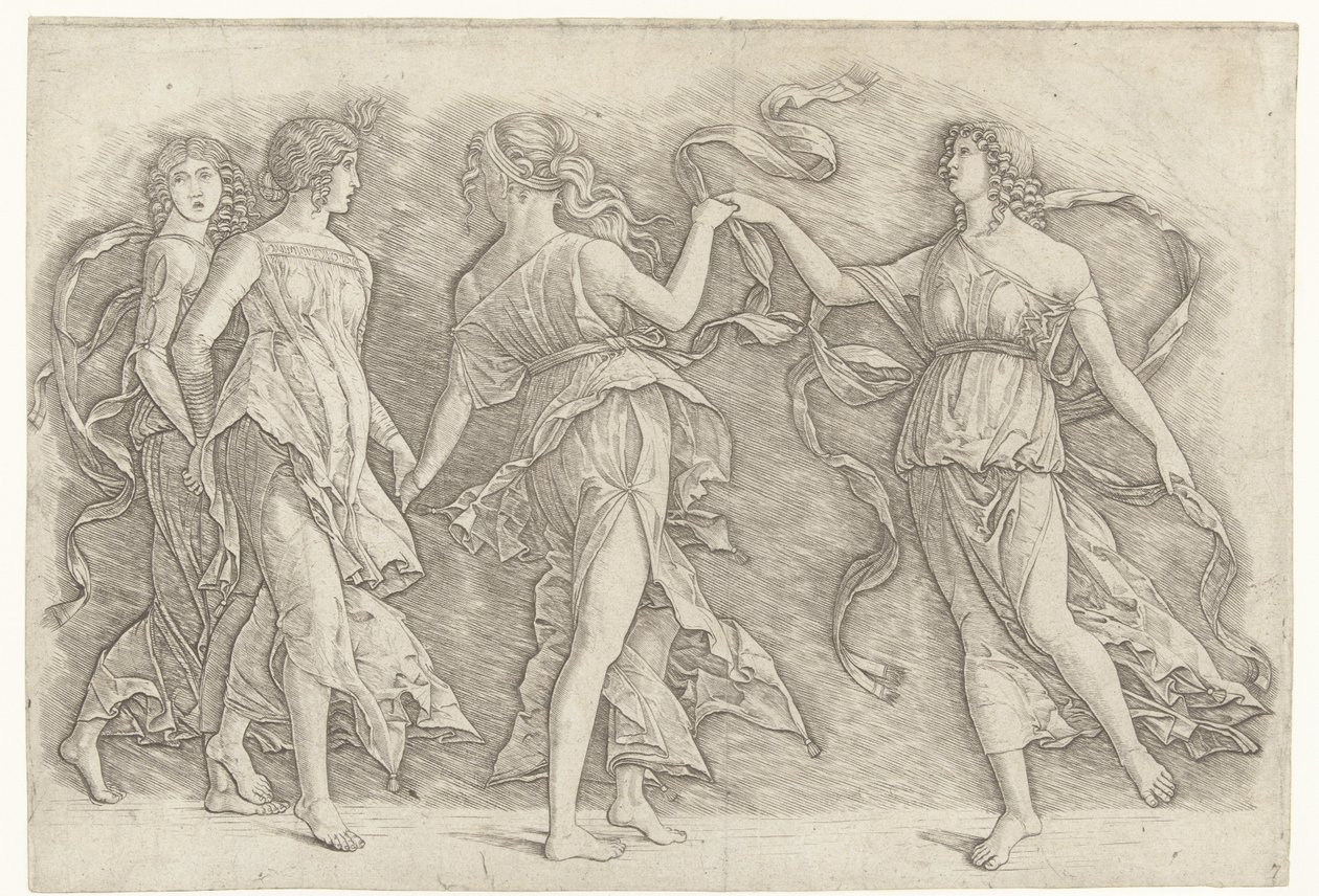 Neljä tanssivaa naista tekijältä Andrea Mantegna (school of)
